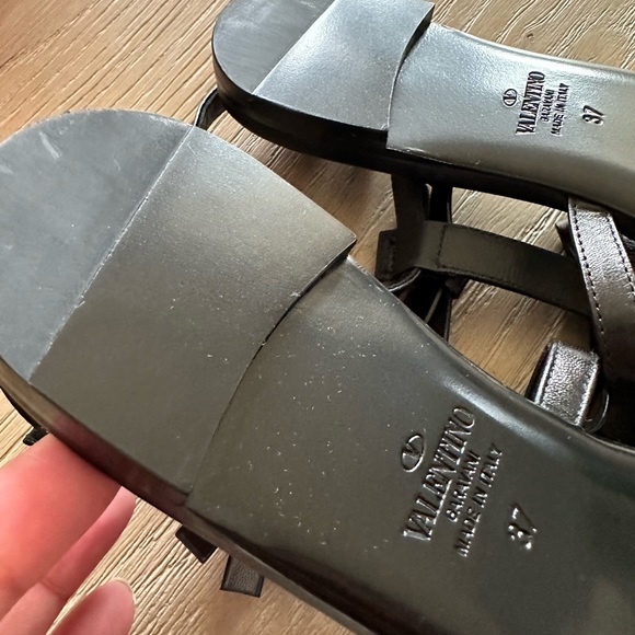 Valentino Black French Bow Flat Sandals 37 7 - Picture 3 of 6